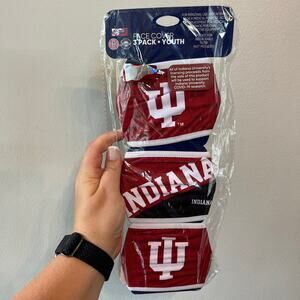 Indiana University Hoosiers Youth Face Cover 3 Pack NWT